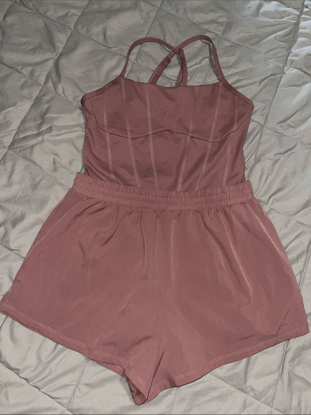 Victoria’s Secret PINK Dusty Rose Romper • Strappy Back • Size M